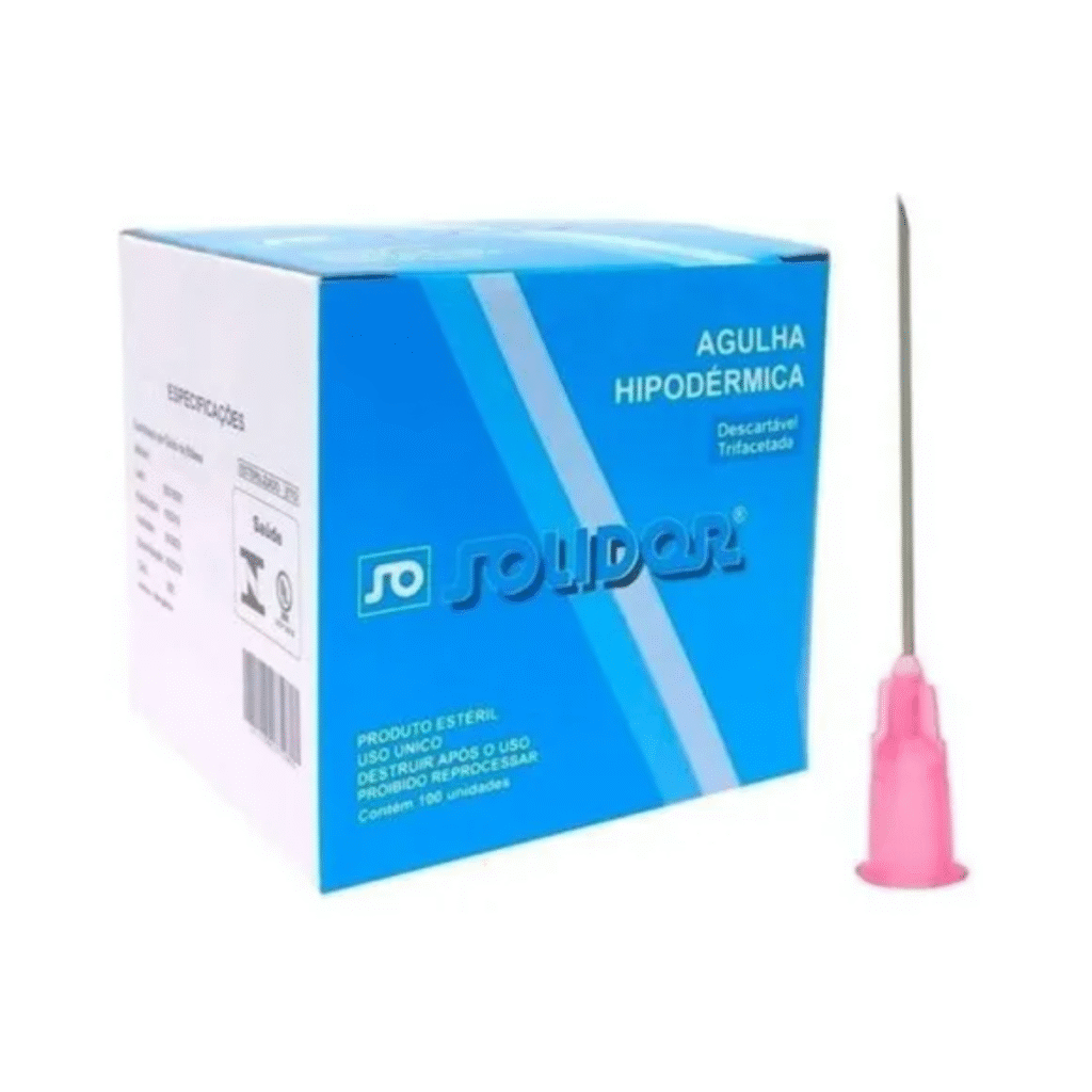 Agulha Hipodérmica Descartável 40x12 (18gx1.1/2) c/100 Und - Solidor