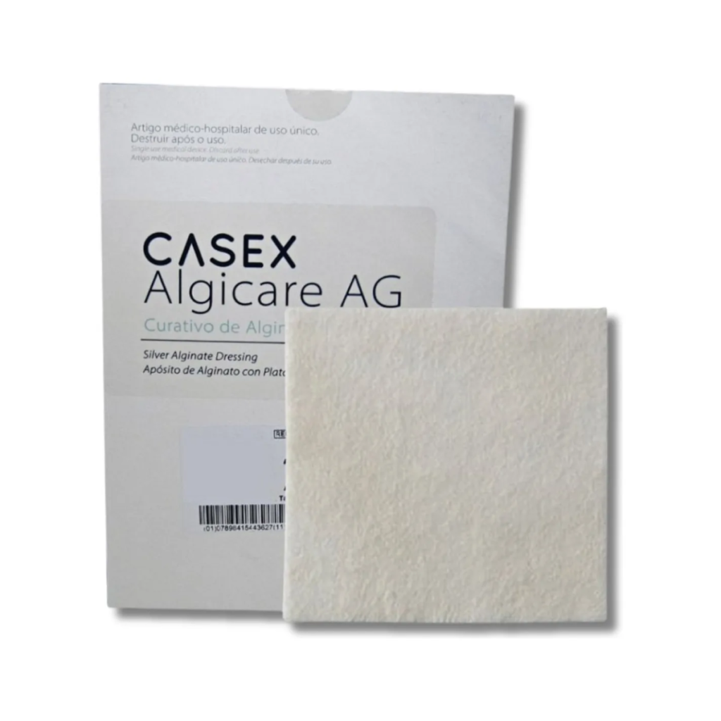 Curativo de Alginato de Cálcio com Prata Algicare AG – 10cm x 10cm Casex