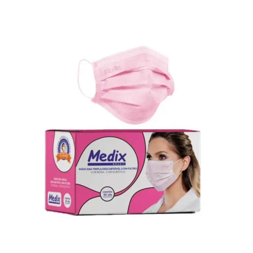 Máscara Descartável Medix Rosa