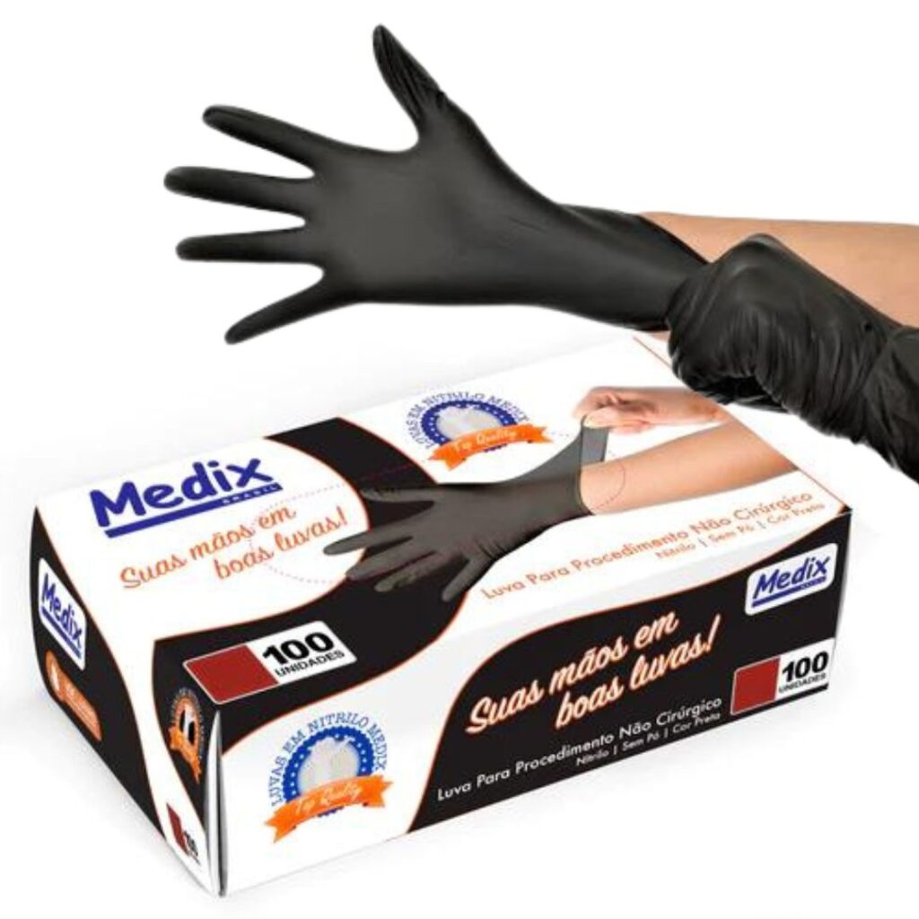Luva Nitrílica Preta Medix