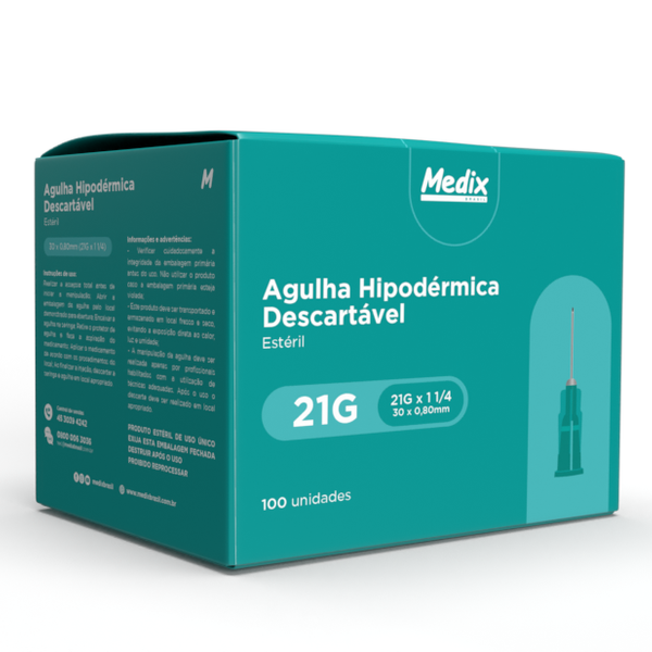 Agulha Hipodérmica Descartável Medix – 25 x 0,80mm