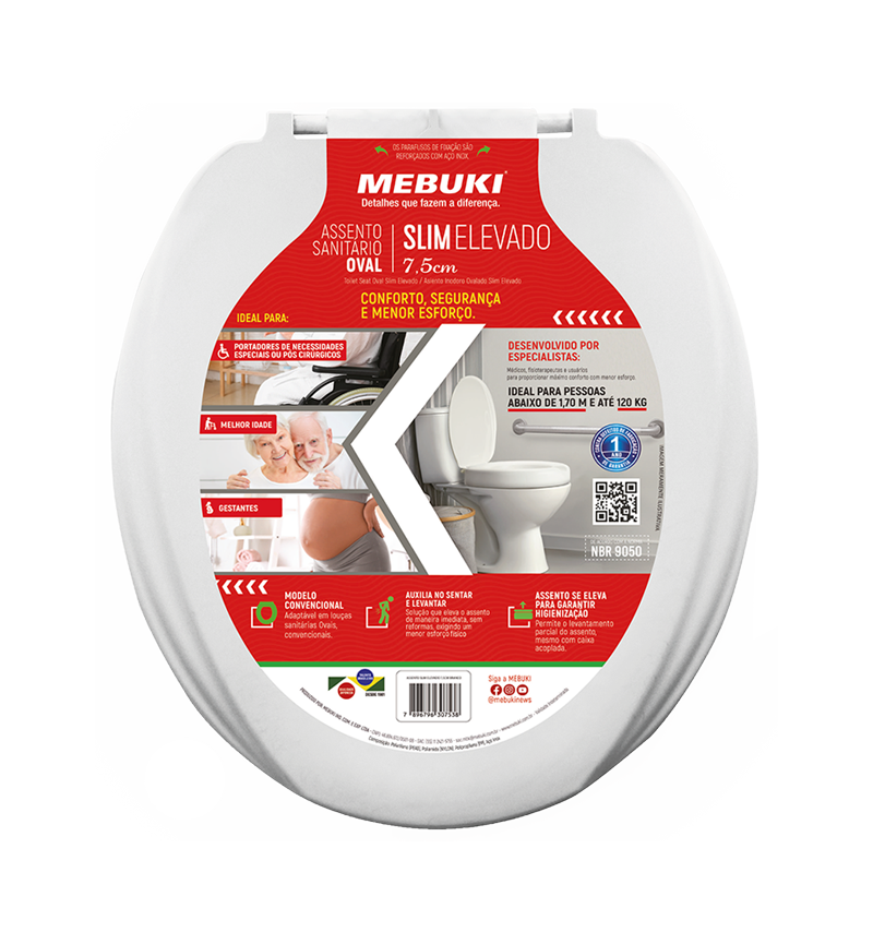 Assento Elevado para Vaso Sanitário com Tampa Mebuki