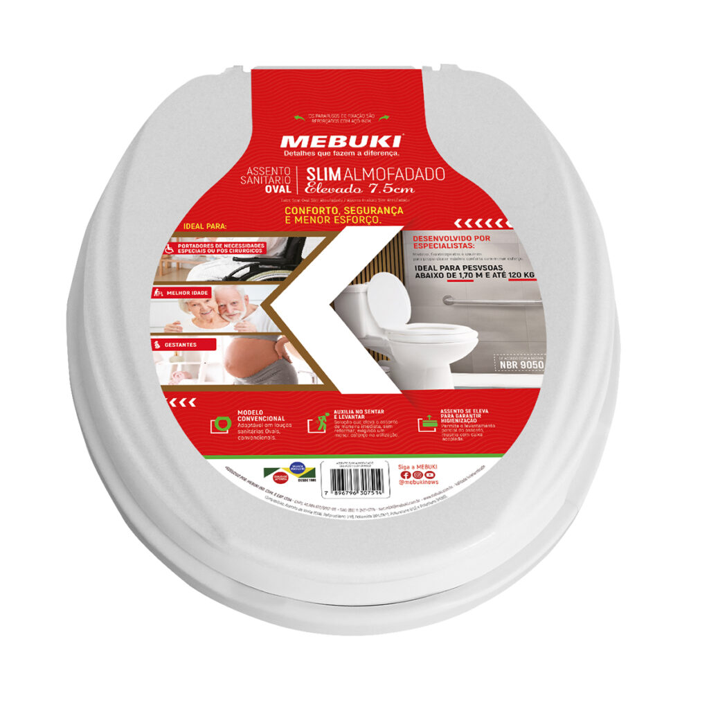 Assento Sanitário Elevado Almofadado com Tampa – Mebuki