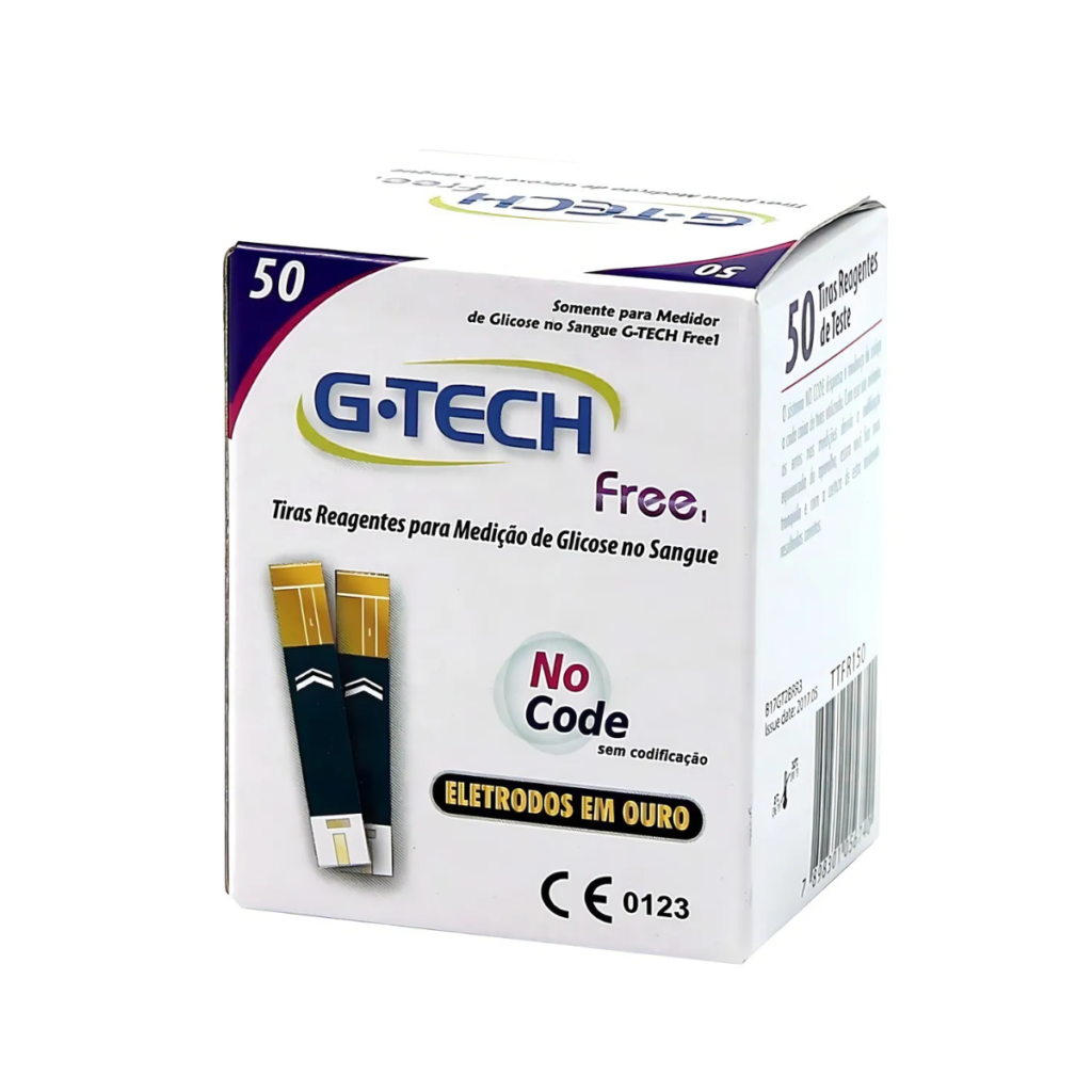 Tiras de Glicemia G-Tech Free – Caixa com 50 Unidades