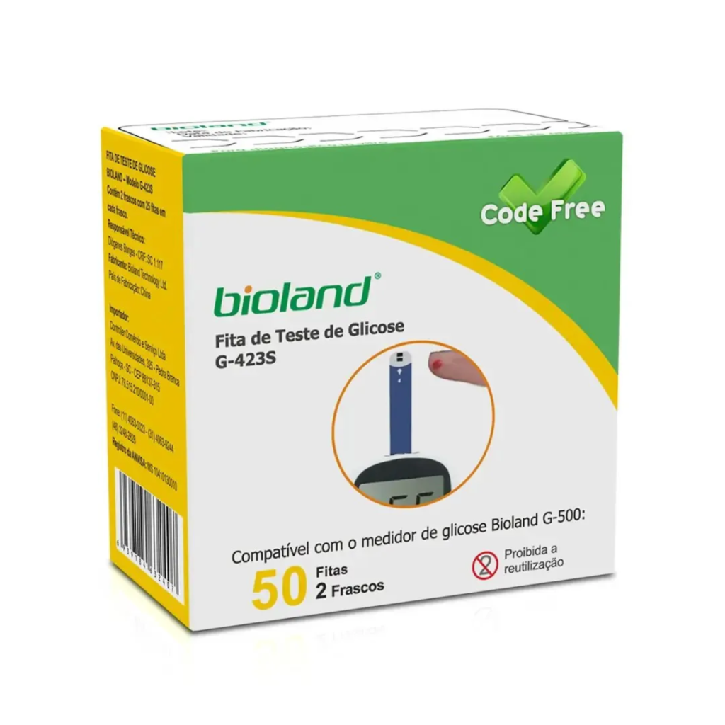 Tiras de Glicemia Bioland – Kit com 50 Unidades