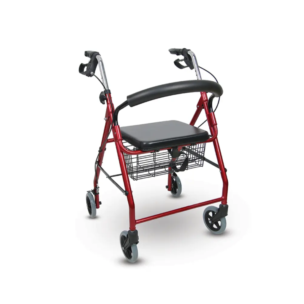 Andador Em Alumínio Dobrável Com Rodas E Assento – Longevitech