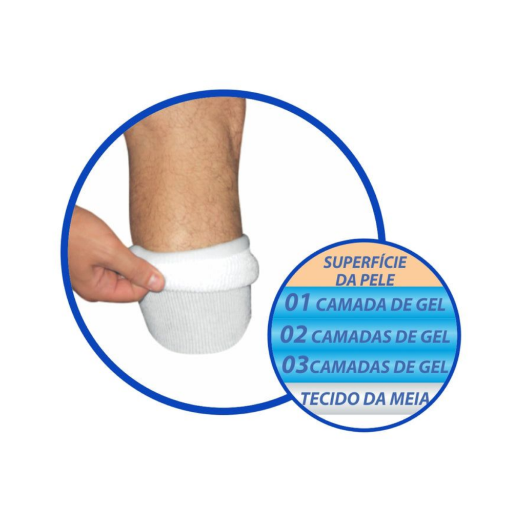 Meia universal com 3 camadas de gel para amputação transtibial