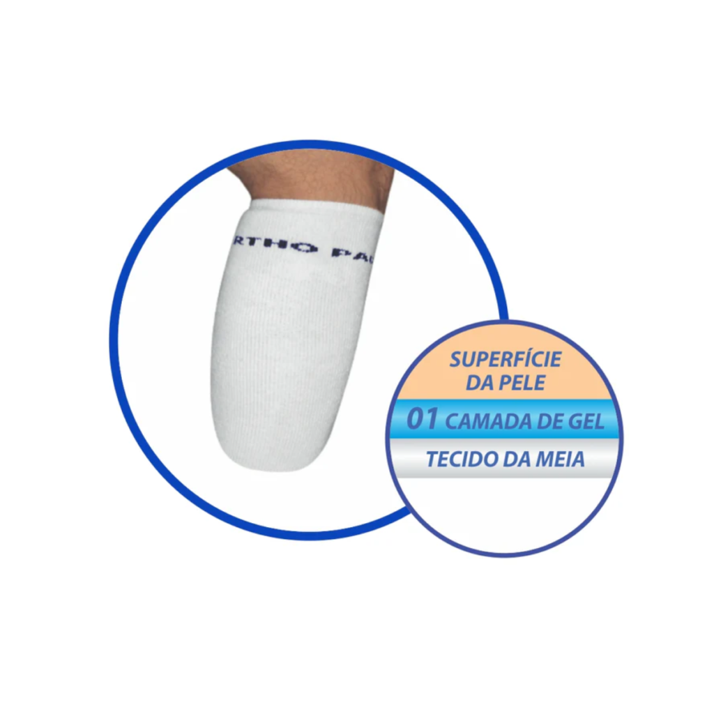 Meia universal com gel para amputação transtibial