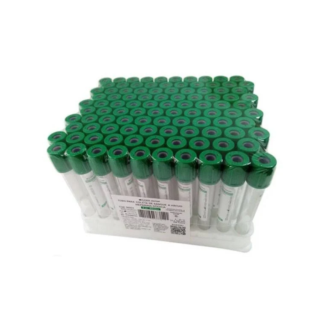 Tubo Para Coleta De Sangue A Vácuo Com Heparina Tampa Verde 6Ml Labor Import