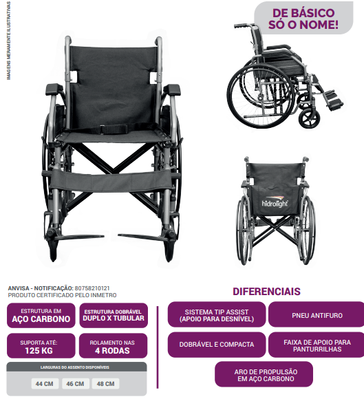 Cadeira De Rodas Basic Hidrolight Cirúrgica Anália Franco X Marengo
