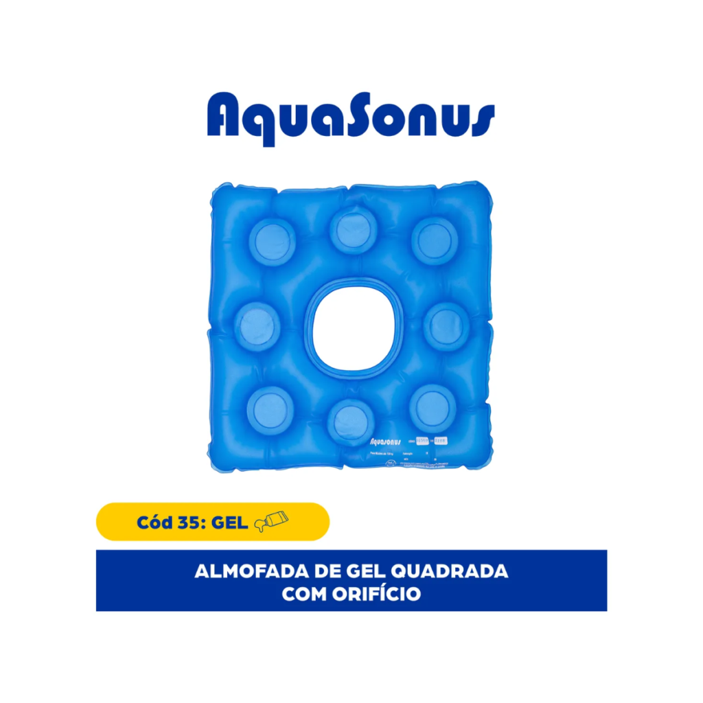Almofada Ortopédica Gel Quadrada com Orifício - AquaSonus