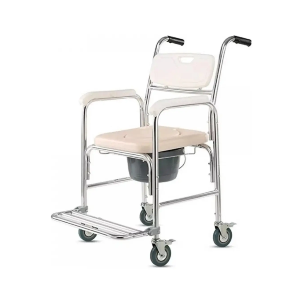Cadeira Higiênica Em Alumínio Com Rodas E Coletor Superlux Mobil