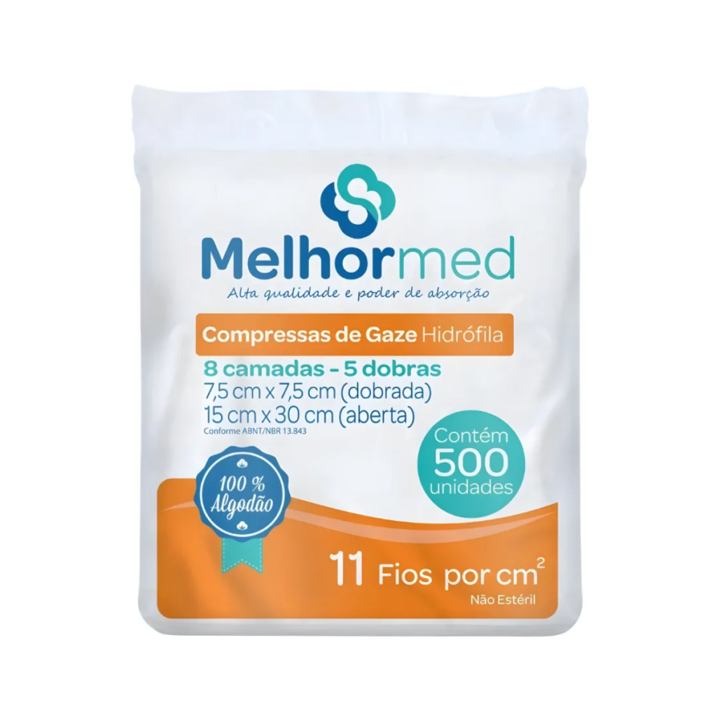 Compressa de Gaze Hidrófila 11 Fios MelhorMed