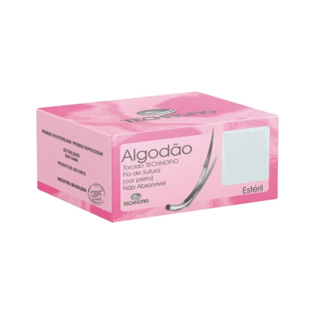 Fio De Sutura Algodão Torcido Preto -Technofio