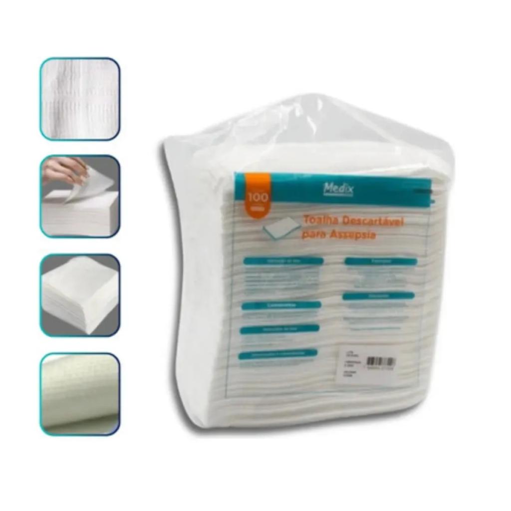Toalha Descartável para Assepsia Medix 50g 30 x 35 cm