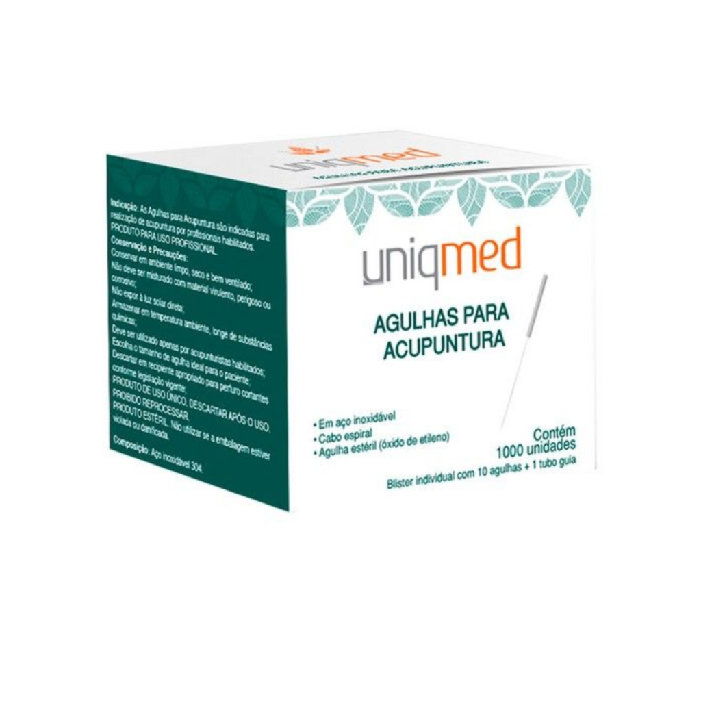 Agulha para Acupuntura Uniqmed 0,25mm x 30mm – Caixa com 1.000 Unidades