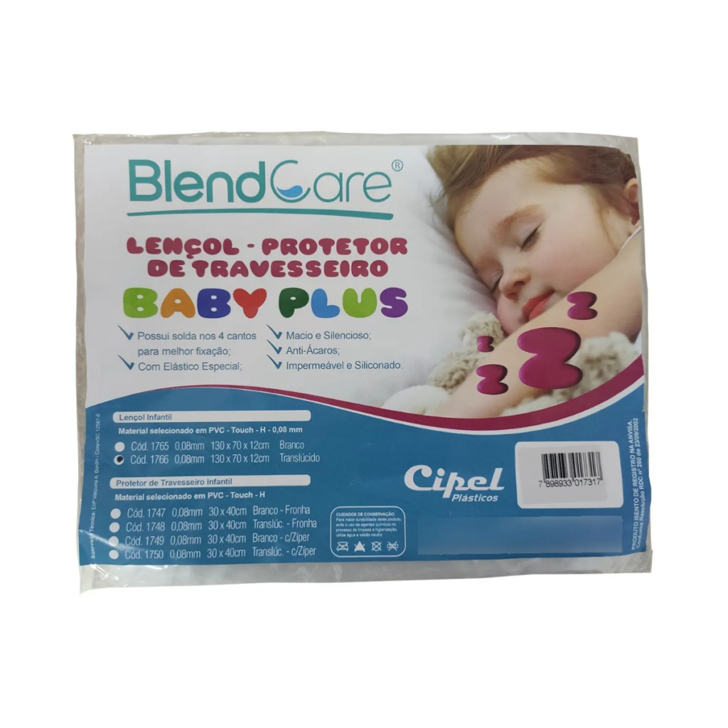 Lençol Em Pvc Translúcido Para Berço Blendcare 130 X 70 X 12 Cm
