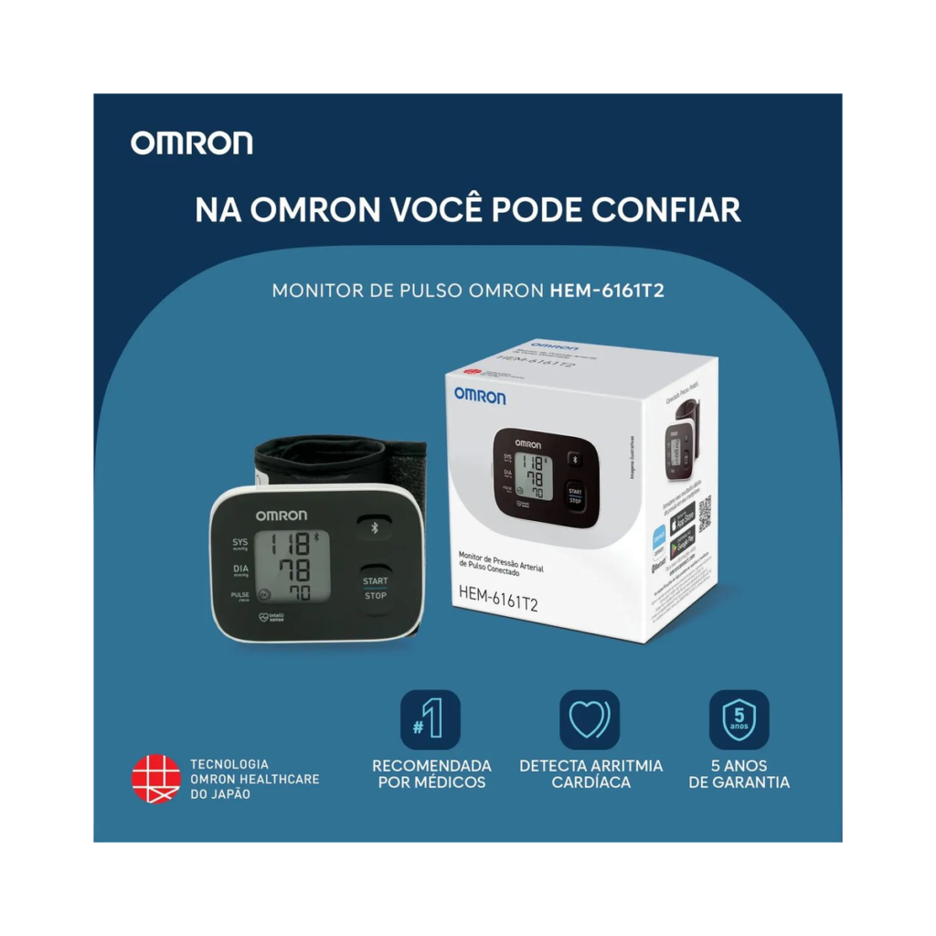 Monitor de Pressão Arterial de Pulso OMRON HEM-6161T2